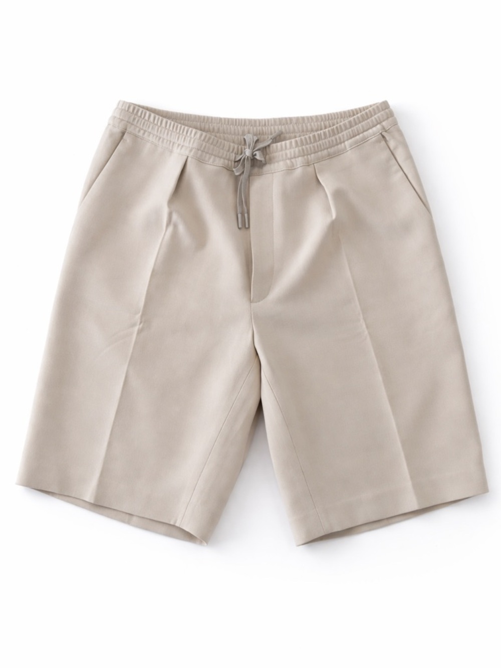 Sandro Men’s Minimalist Drawstring Shorts Size 40 Beige Tailored Elastic Waist